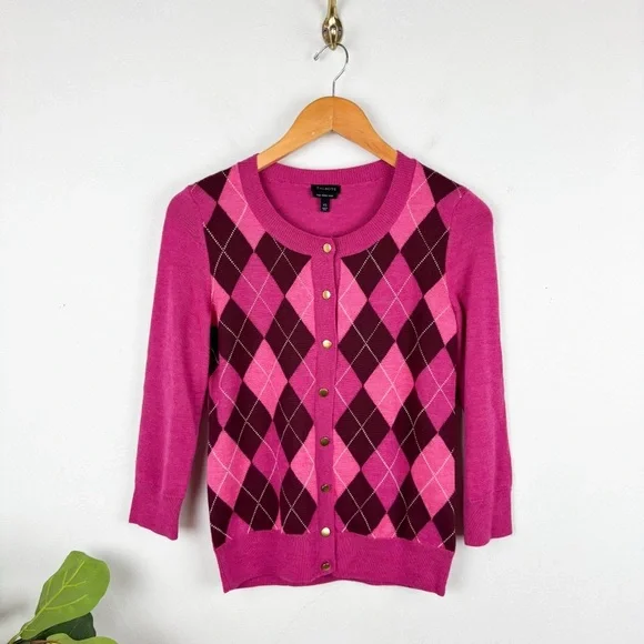 Talbots Sweaters Nwot Talbots Pink Argyle Print Pure Merino